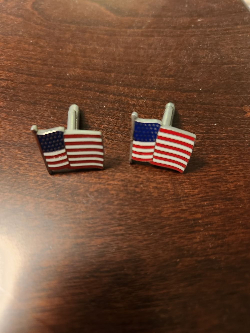 American Flag Enamel Cufflinks - Patriotic Red, White & Blue